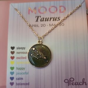 Gold and Green Taurus Necklace